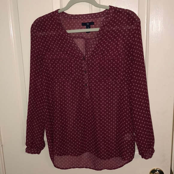 GAP Maroon Blouse with White Detailing - Picture 1 of 1